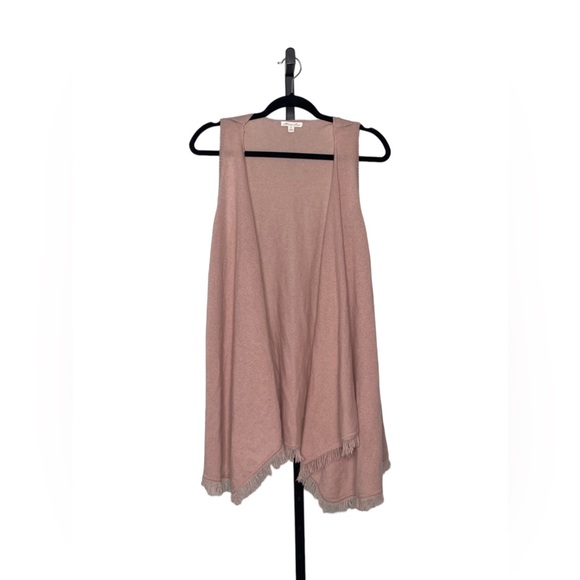 Minnie Rose Open Front Cashmere Sleeveless Cardigan Pink Size Medium - Picture 1 of 5